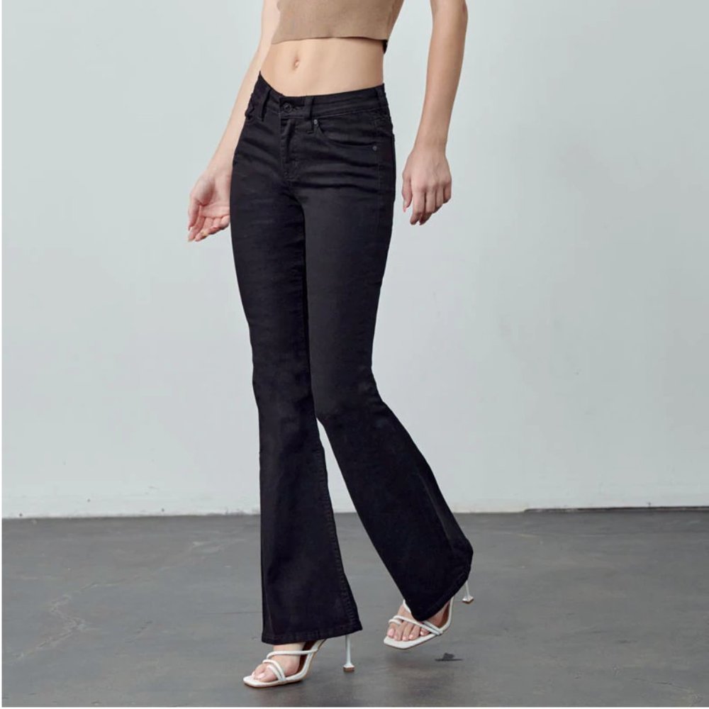 KanCan Ilene Mid Rise Flare Jeans Black SZ 30 - Picture 2 of 11